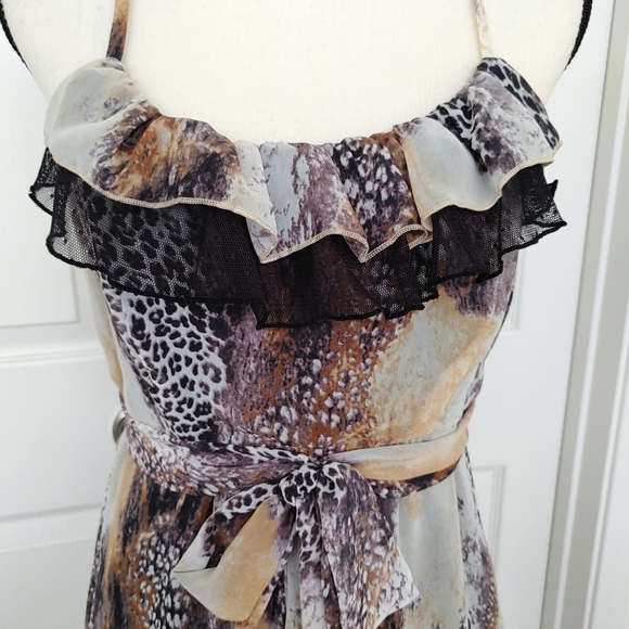 🌿2 for $15🌿 Animal Print Ruffle Racer Back Dress - Picture 2 of 7
